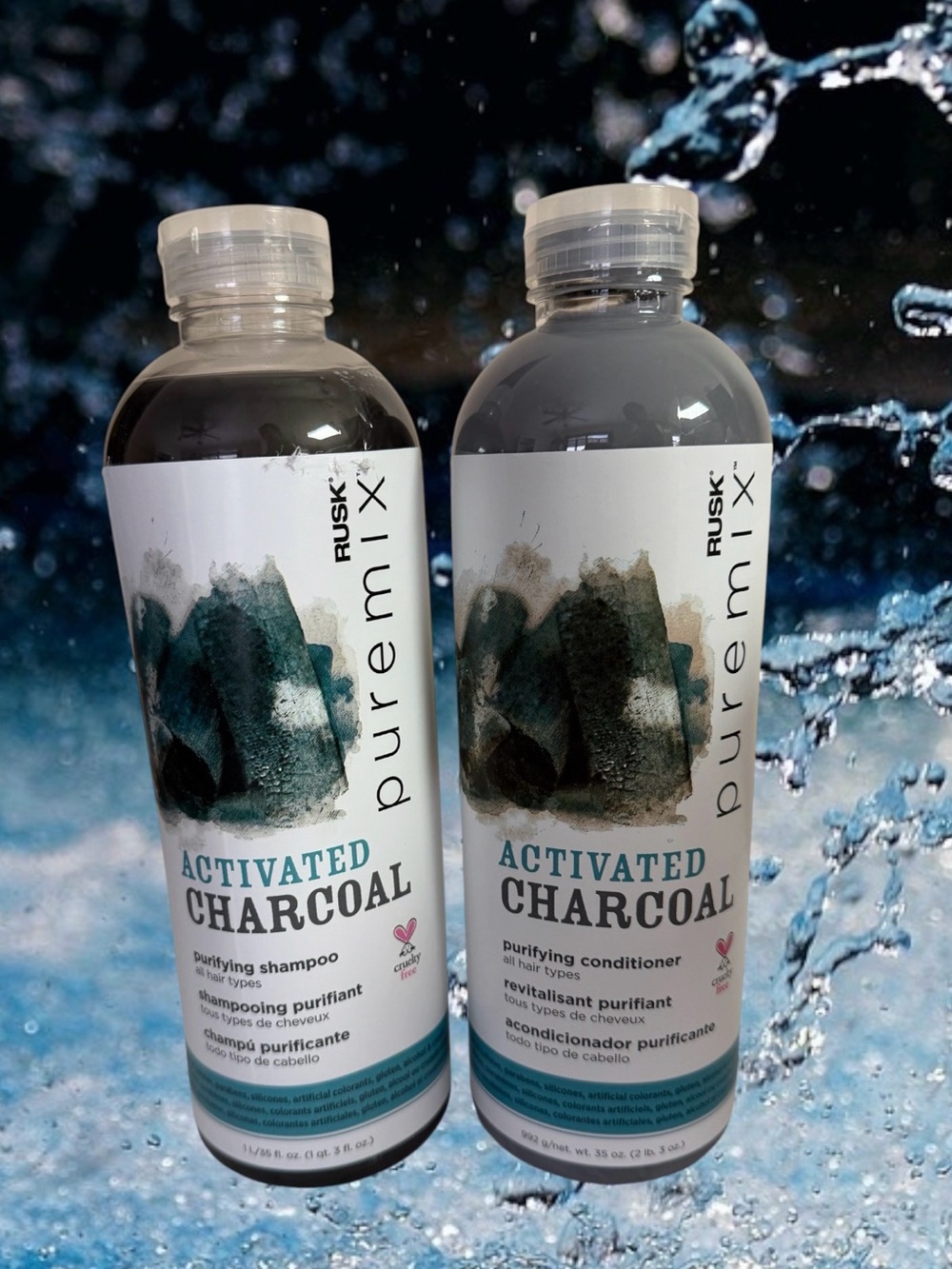 Rusk Activated Charcoal Shampoo & Conditioner Bundle 35oz Bottles